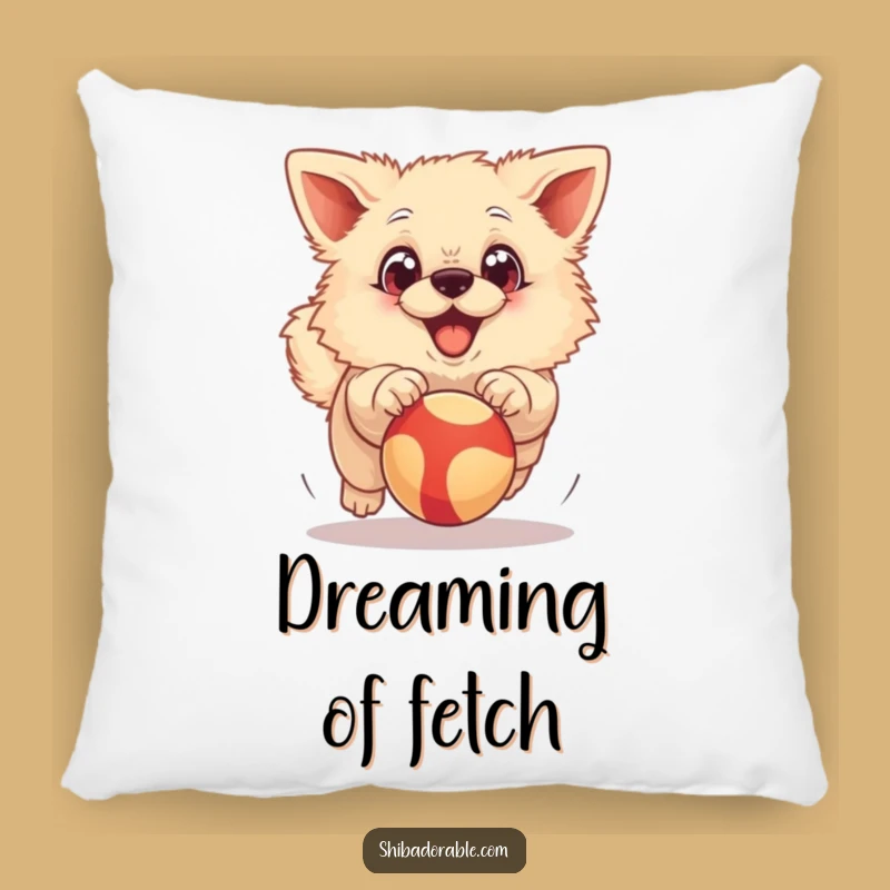 Funny Excited Dog Pillow: Big Eyed Dog Chasing Ball, Soft Funny Decor