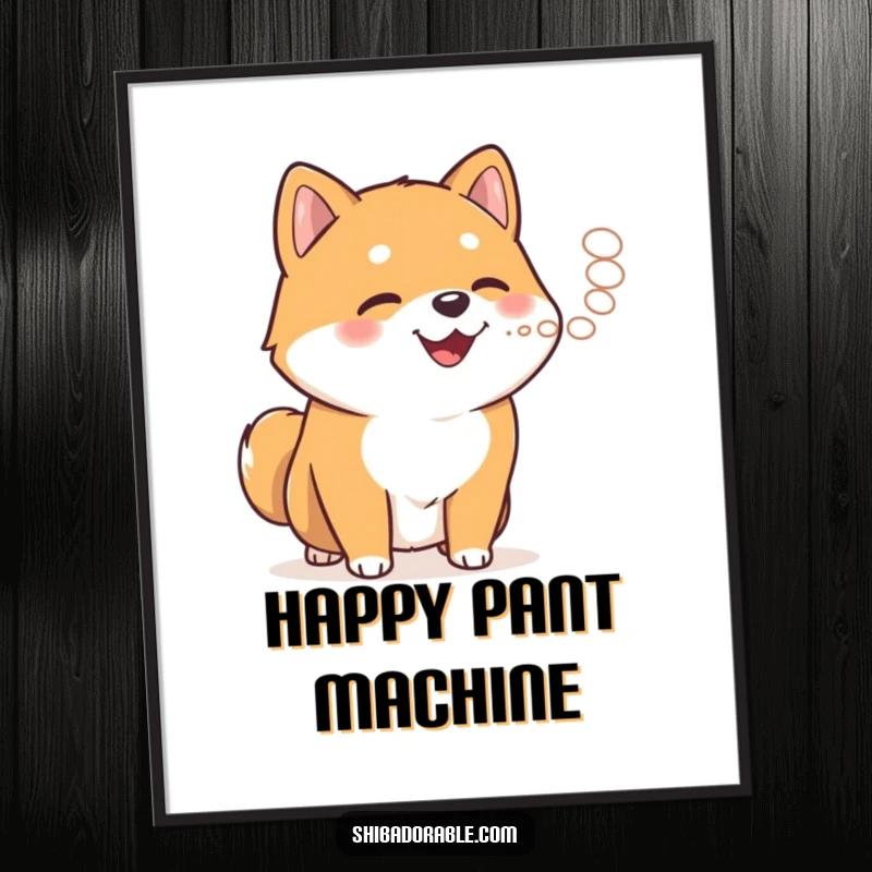 Funny Shiba Inu exhaling steam, available as a downloadable digital art print for warm and humorous dog-themed decor.