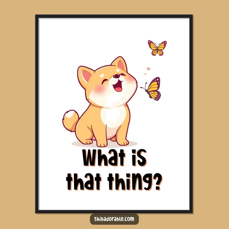 Funny Kawaii Shiba Inu Butterfly Digital Art - Hilarious Print for Instant Joyful Decor
