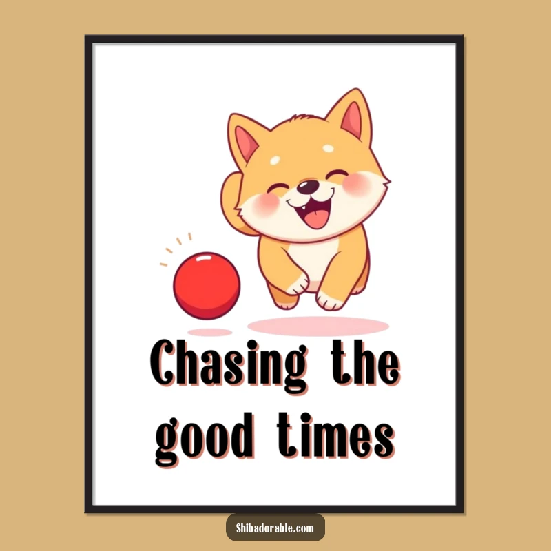 Funny Kawaii Shiba Inu Poster: Joyful Wall Art for Puppy Lovers