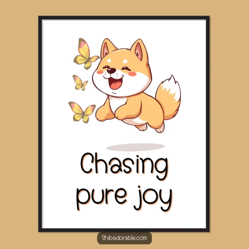 Funny Shiba Inu Butterfly Poster: Whimsical Wall Art for Dog Lovers, Unique Gift