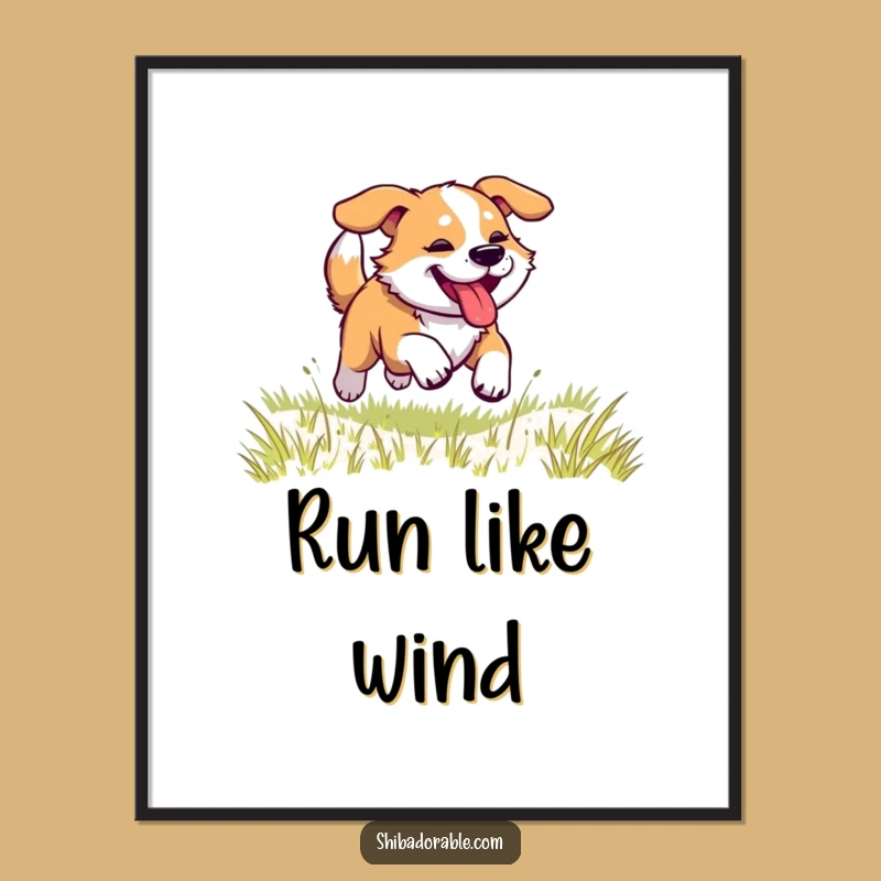 Funny Dog Racing Poster - Hilarious Action Art Gift