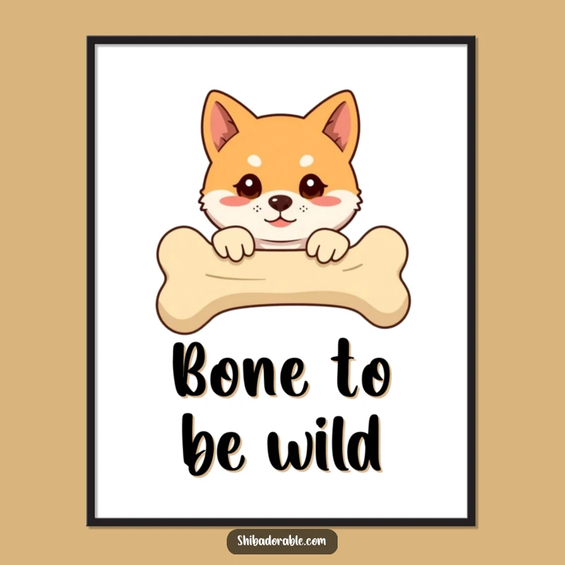 Free Printable Wall Art: Hilarious Shiba Inu Bone Guard - Funny Downloadable Decor