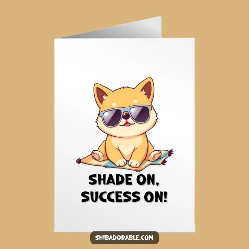 Free Printable Congrats Card: Chill Shiba Inu Beach Mood, Funny Downloadable Gift