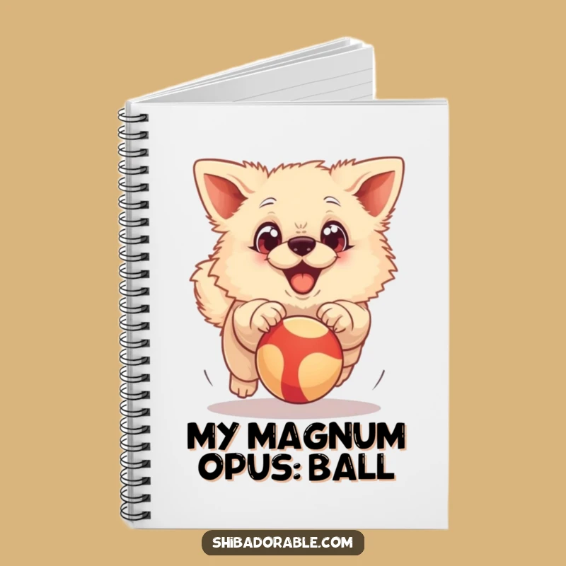 Funny Excited Dog Notebook: Big Eyed Dog Chasing Ball, Journal Funny Gift