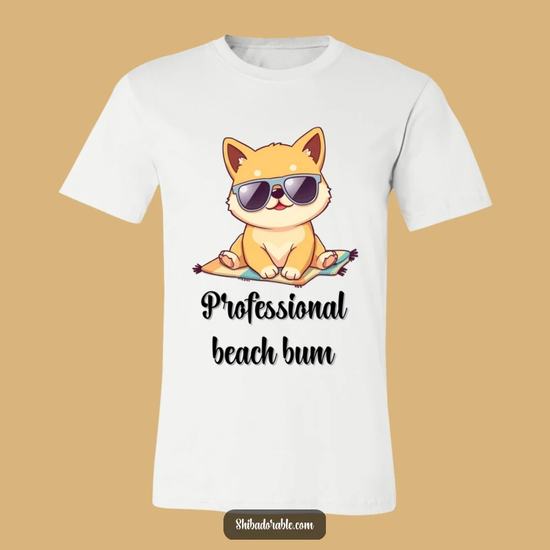 Funny Kawaii Shiba Inu Sunglasses T-Shirt - Hilarious Beach Vibes Tee for Dog Enthusiasts